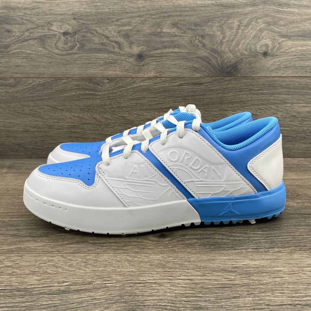 Jordan Nu Retro 1 G Mens 9 White University Blue Spiked Golf Shoes FZ4153-101